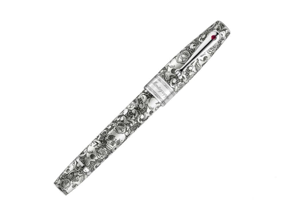 Montegrappa Skulls & Roses Roller, Silber, Limitierte Edition, ISSKNRSE