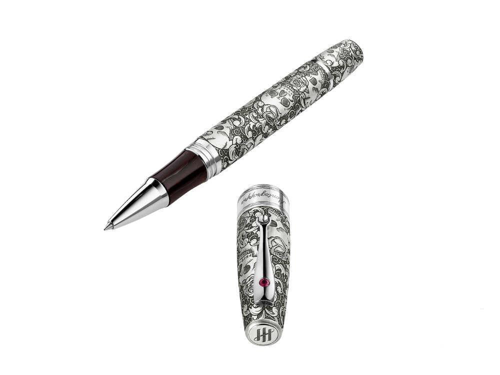 Montegrappa Skulls & Roses Roller, Silber, Limitierte Edition, ISSKNRSE