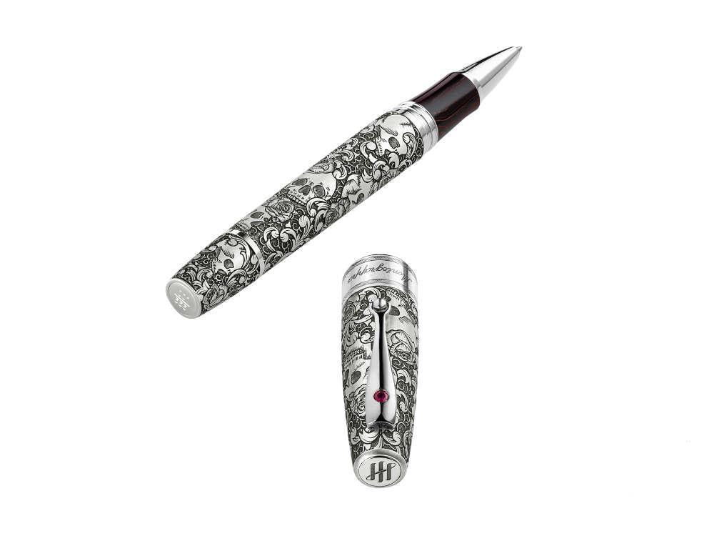 Montegrappa Skulls & Roses Roller, Silber, Limitierte Edition, ISSKNRSE