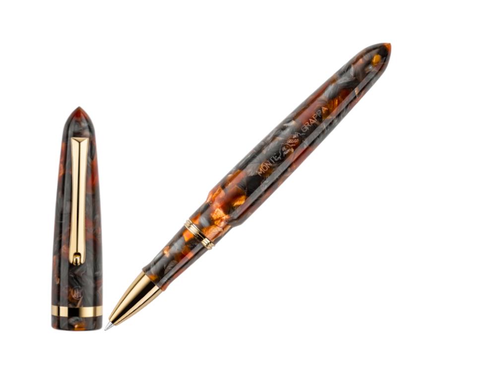 Montegrappa Venetia Plume Agate Roller, Orange, Vergoldet, ISVENRAJ