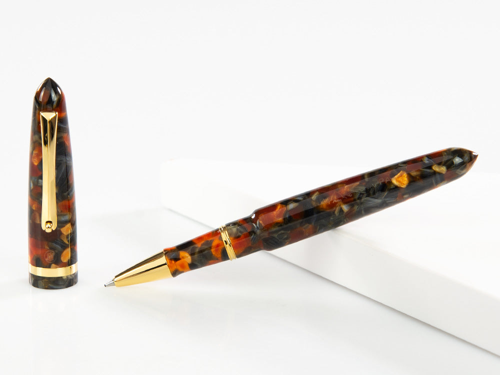 Montegrappa Venetia Plume Agate Roller, Orange, Vergoldet, ISVENRAJ