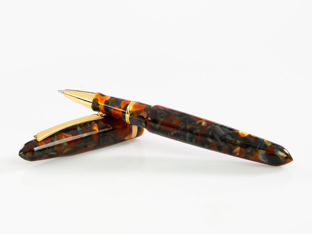 Montegrappa Venetia Plume Agate Roller, Orange, Vergoldet, ISVENRAJ