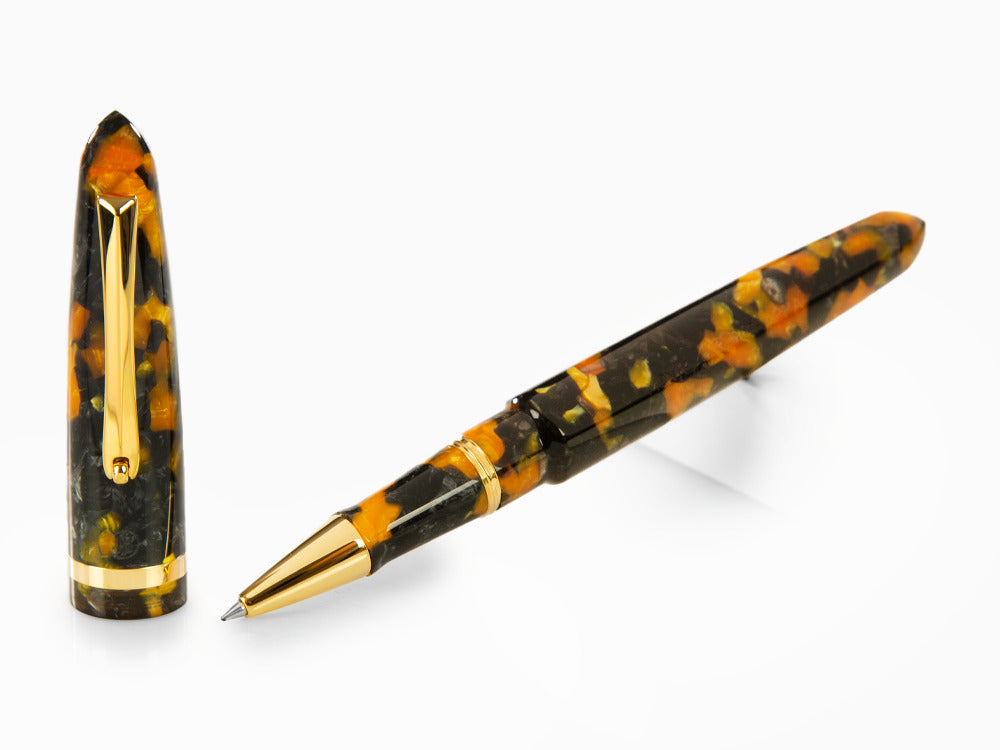 Montegrappa Venetia Havana Amber Roller, Bernstein, Vergoldet, ISVENRAO