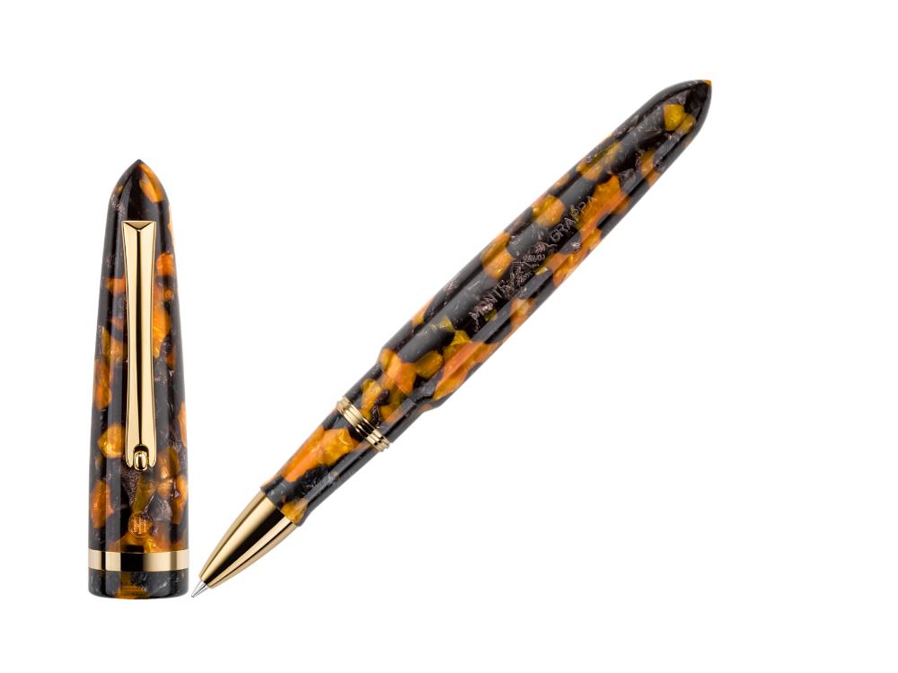 Montegrappa Venetia Havana Amber Roller, Bernstein, Vergoldet, ISVENRAO