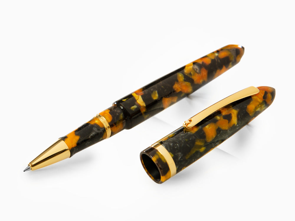 Montegrappa Venetia Havana Amber Roller, Bernstein, Vergoldet, ISVENRAO