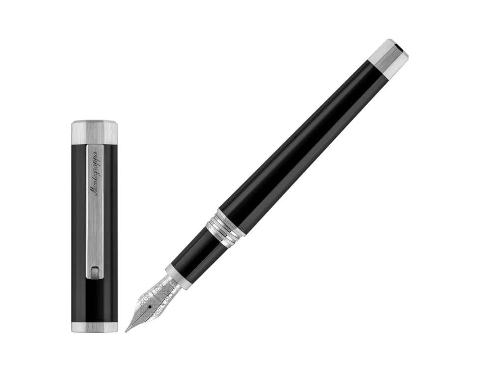 Montegrappa Otto Füllfederhalter, Schwarz, Palladium Akzenten, ISZ8I-8P