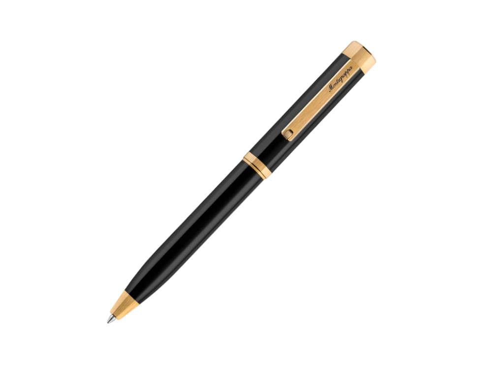 Montegrappa Otto Kugelschreiber, Acryl-Edelharz, Schwarz, Vergoldet, ISZ8IBIY