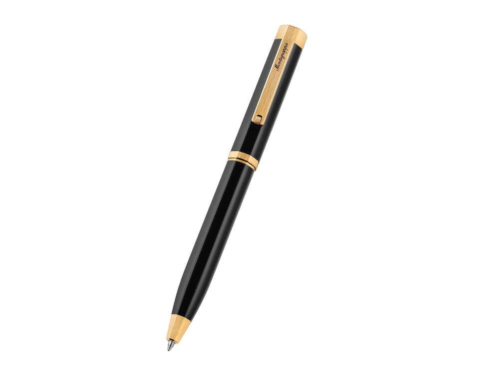 Montegrappa Otto Kugelschreiber, Acryl-Edelharz, Schwarz, Vergoldet, ISZ8IBIY