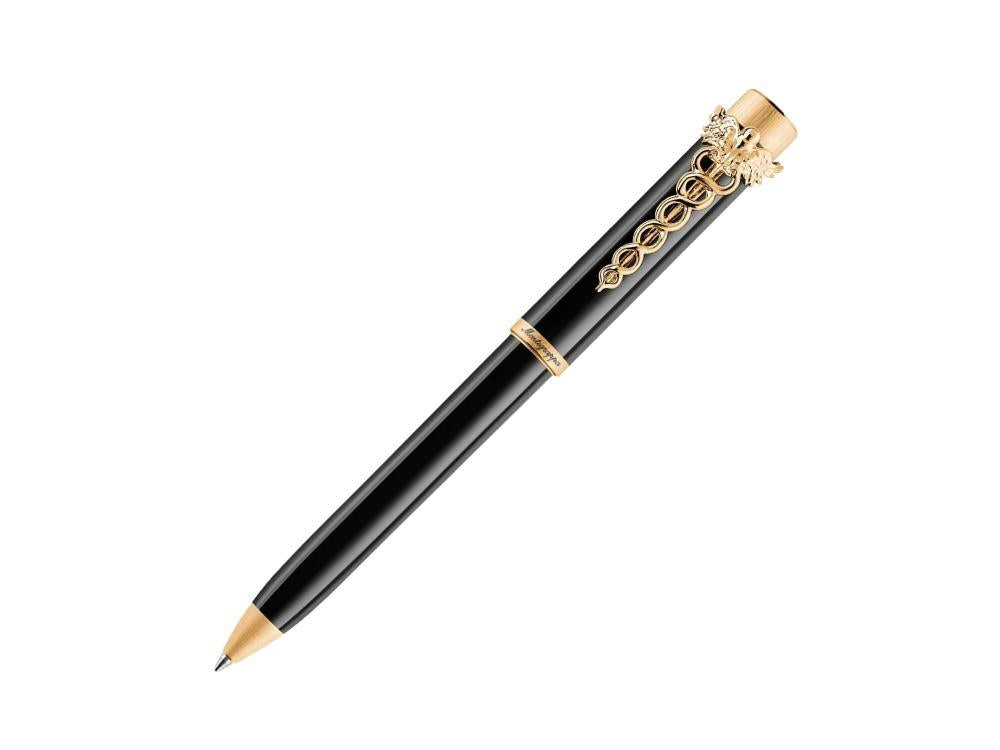 Montegrappa Zero Caduceus Yellow Gold Kugelschreiber, Schwarz, ISZECBIY