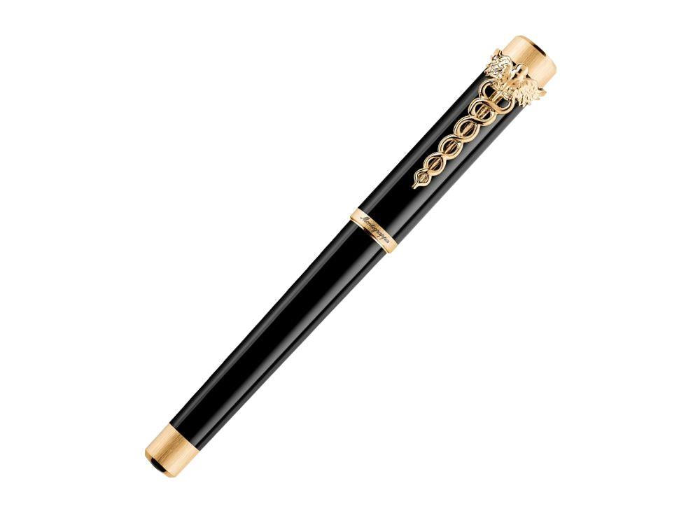Montegrappa Zero Caduceus Yellow Gold Roller, Schwarz, ISZECRIY