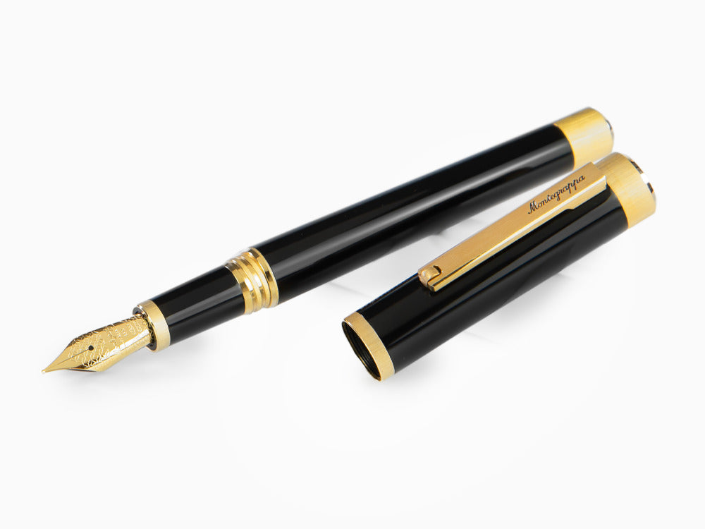 Montegrappa Zero Füllfederhalter, Schwarzes Edelharz, Gelbgold, ISZEI-4Y