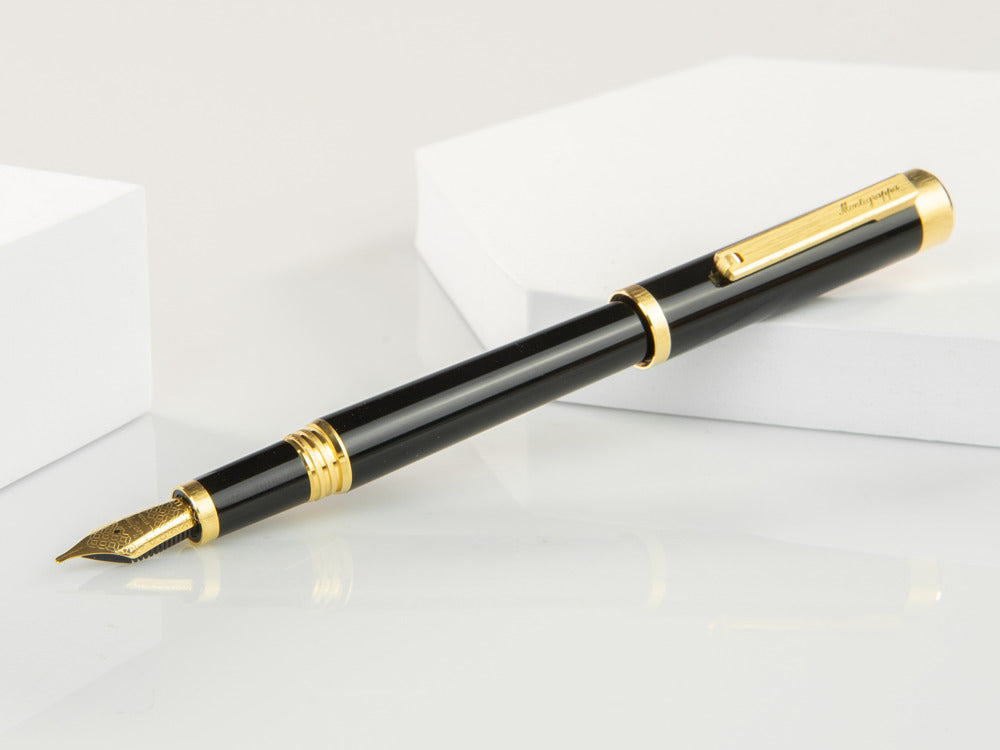 Montegrappa Zero Füllfederhalter, Schwarzes Edelharz, Gelbgold, ISZEI-IY