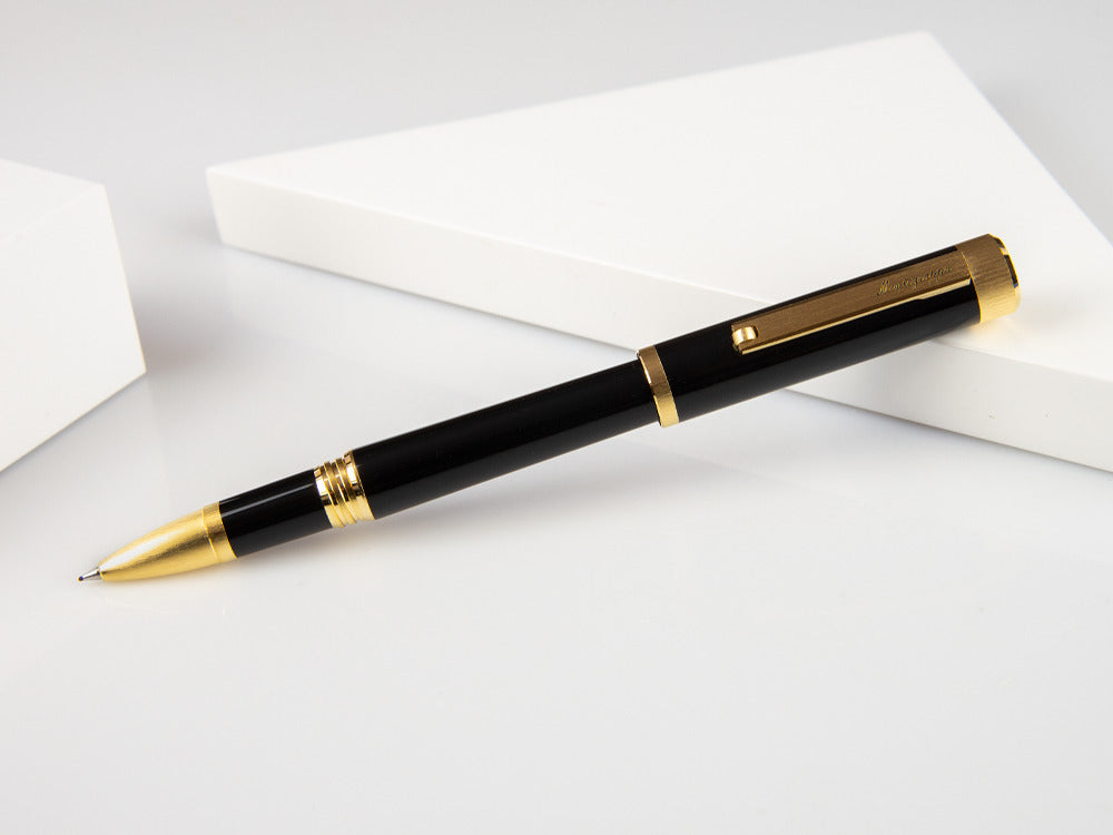 Montegrappa Zero Roller, Schwarzes Edelharz, Gelbgold, ISZETRBY