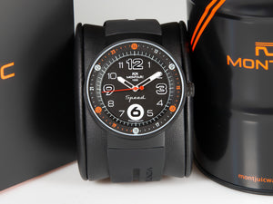 Montjuic Standard Quartz Uhr, Edelstahl 316L , Schwarz, 43 mm, MJ1.0101.B