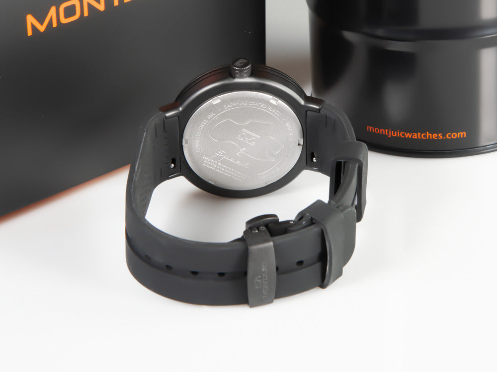 Montjuic Standard Quartz Uhr, Edelstahl 316L , Schwarz, 43 mm, MJ1.0101.B