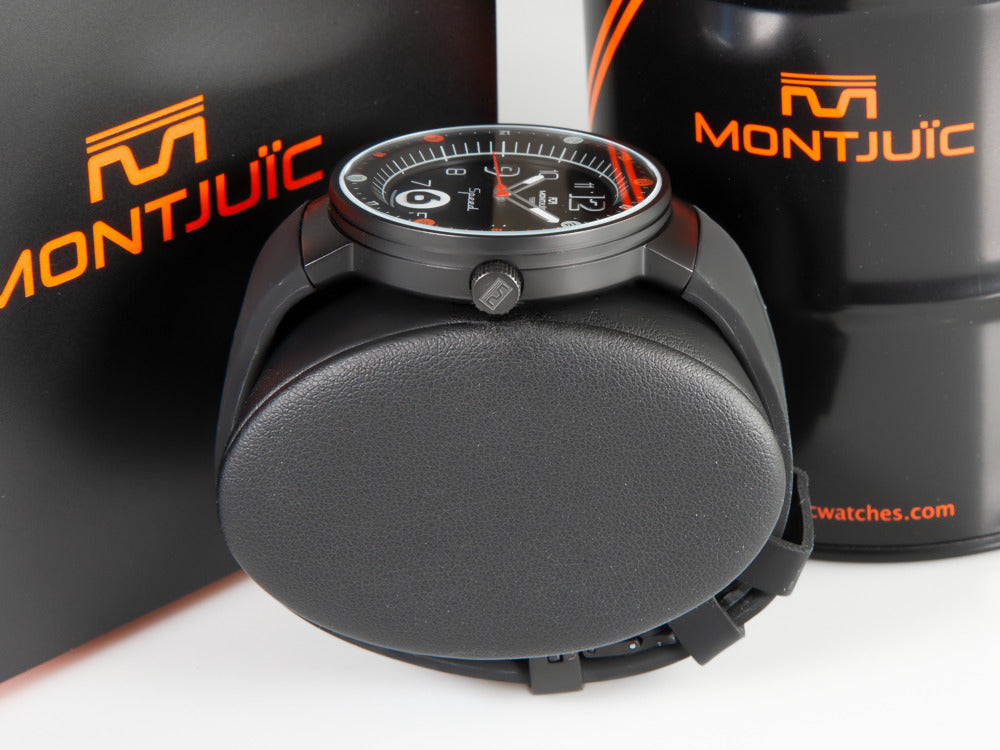 Montjuic Standard Quartz Uhr, Edelstahl 316L , Schwarz, 43 mm, MJ1.0101.B