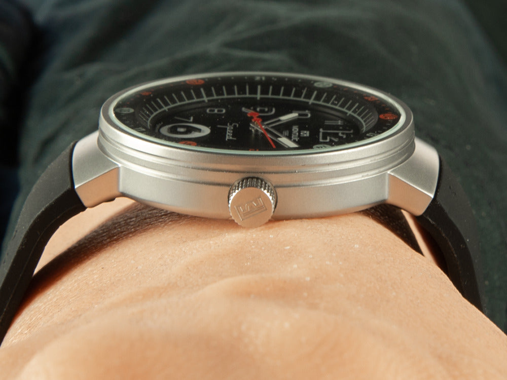 Montjuic Standard Quartz Uhr, Edelstahl 316L , Schwarz, 43 mm, MJ1.0101.S