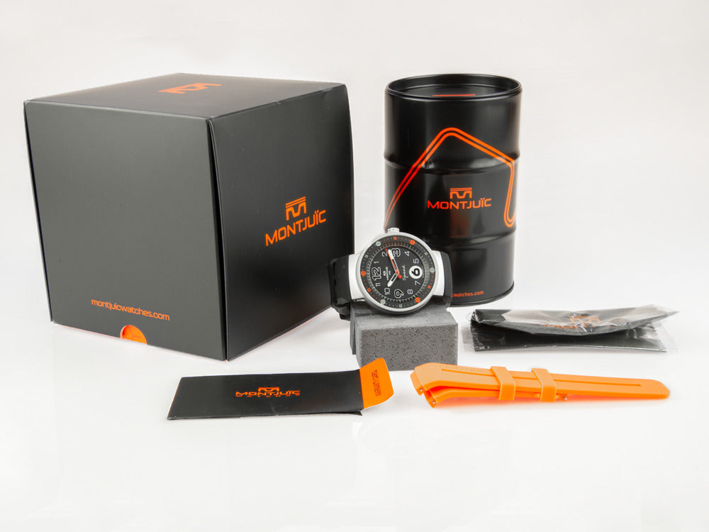 Montjuic Standard Quartz Uhr, Edelstahl 316L , Schwarz, 43 mm, MJ1.0101.S