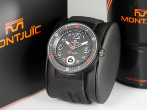 Montjuic Standard Quartz Uhr, Edelstahl 316L, Schwarz, 43 mm, MJ1.0102.B