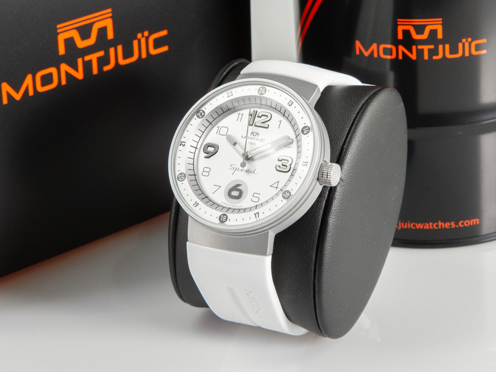 Montjuic Elegance Quartz Uhr, Edelstahl 316L , Weiss, 43 mm, MJ1.0406.S