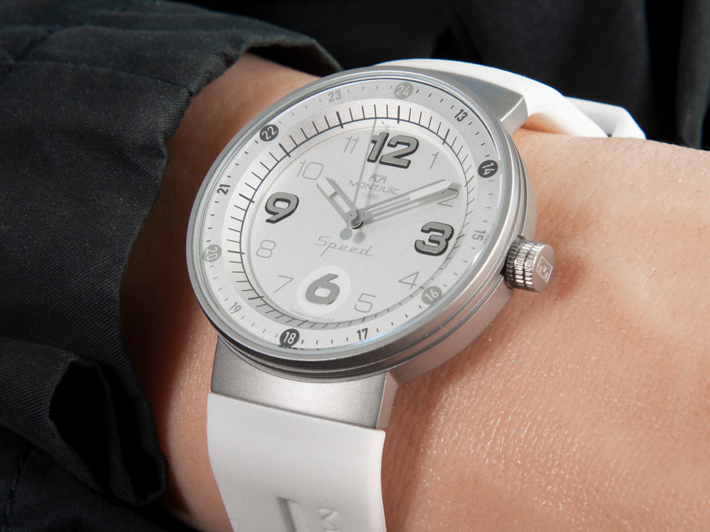 Montjuic Elegance Quartz Uhr, Edelstahl 316L , Weiss, 43 mm, MJ1.0406.S