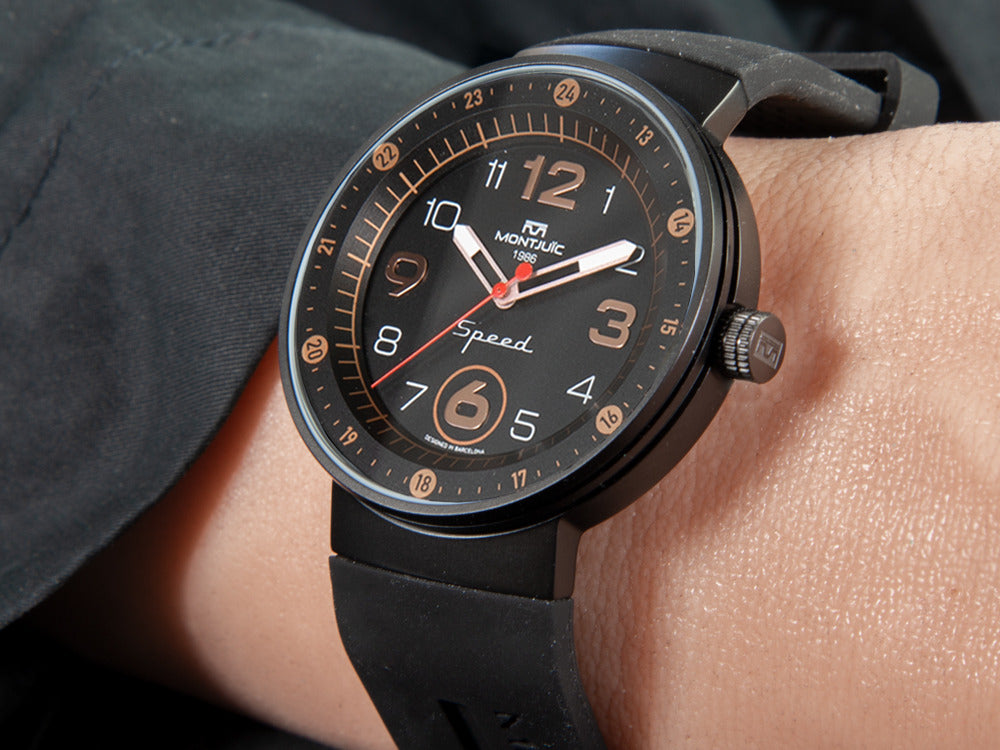 Montjuic Elegance Quartz Uhr, Edelstahl 316L , Schwarz, 43 mm, MJ1.0507.B