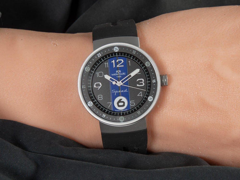 Montjuic Sport Quartz Uhr, Edelstahl 316L , Schwarz, 43 mm, MJ1.0703.S