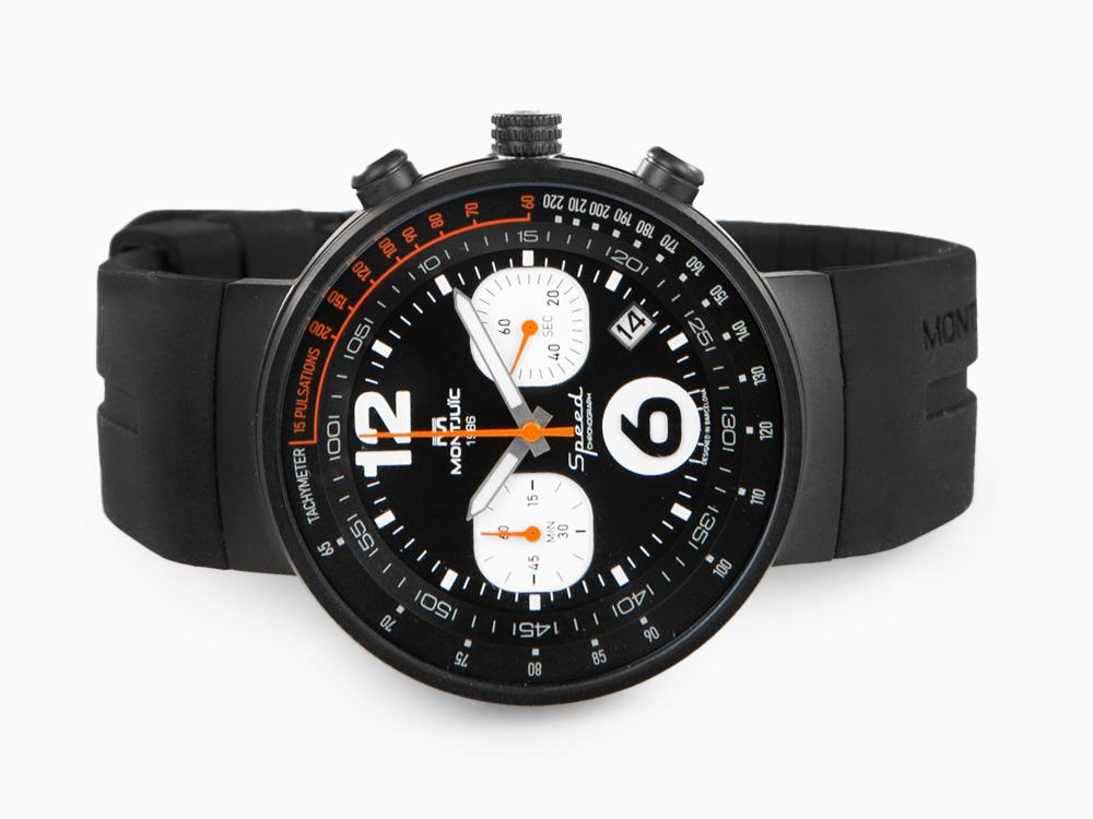 Montjuic Speed Chronograph Quartz Uhr, Edelstahl, Schwarz, 45 mm, MJ2.0101.B