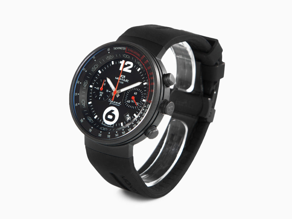 Montjuic Speed Chronograph Quartz Uhr, Edelstahl, Schwarz, 45 mm, MJ2.0202.B