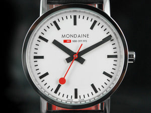 Mondaine  SBB Classic Quartz Uhr, polierter Edelstahl, Mineral Glas, 30mm