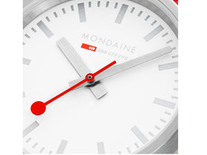 Mondaine Classic Quartz Uhr, Weiss, 30 mm, Leinenuhrband, A658.30323.17SBC