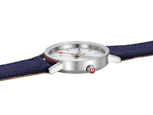 Mondaine SBB Classic Quartz Uhr, Weiss, 30 mm, Leinenuhrband, A658.30323.17SBD1