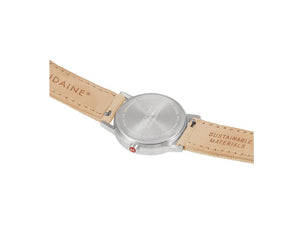 Mondaine Classic Quartz Uhr, Weiss, 30 mm, Leinenuhrband, A658.30323.17SBK