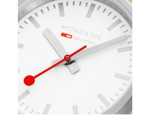 Mondaine Classic Quartz Uhr, Weiss, 30 mm, Leinenuhrband, A658.30323.17SBK