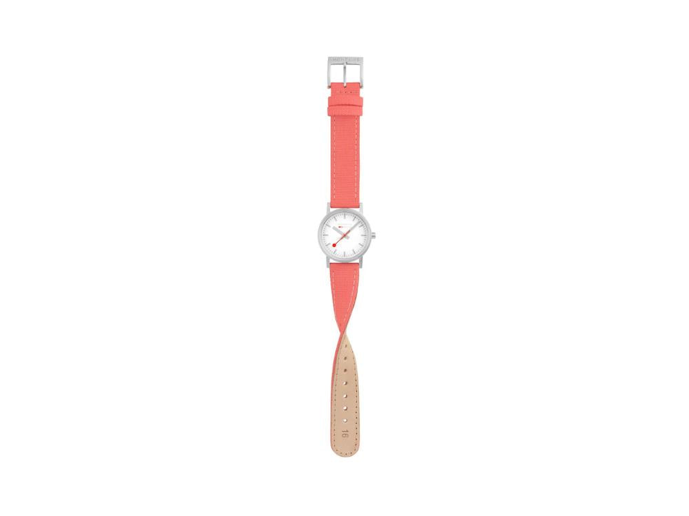 Mondaine Classic Quartz Uhr, Weiss, 30 mm, Leinenuhrband, A658.30323.17SBP