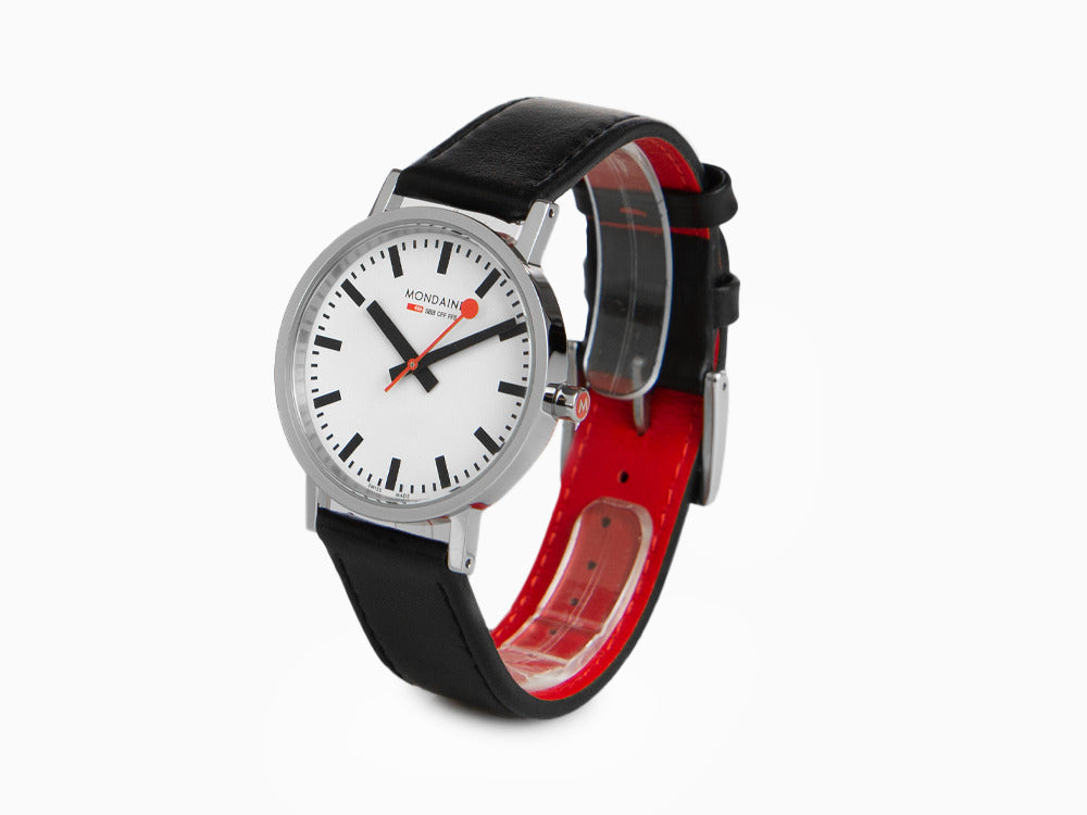 Mondaine Classic Quartz Uhr, polierter Edelstahl, Mineral Glas, 36mm