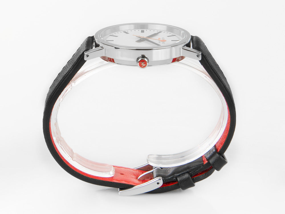 Mondaine Classic Quartz Uhr, polierter Edelstahl, Mineral Glas, 36mm