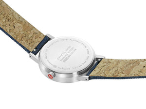 Mondaine SBB Classic Quartz Uhr, Blau, 36 mm, Leinenuhrband, A660.30314.40SBD