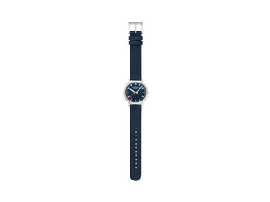 Mondaine SBB Classic Quartz Uhr, Blau, 36 mm, Leinenuhrband, A660.30314.40SBD