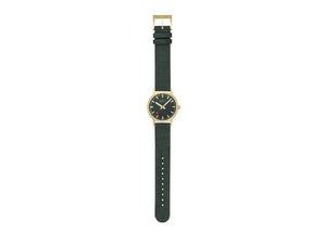 Mondaine Classic Quartz Uhr, Grün, 36 mm, Leinenuhrband, A660.30314.60SBS