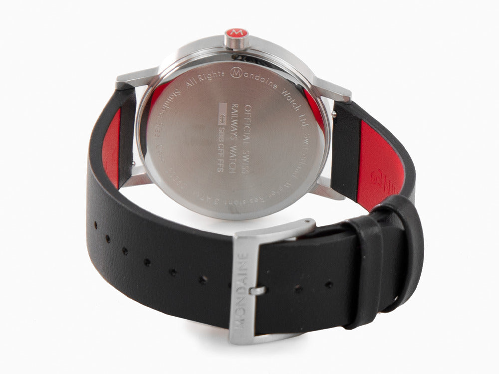 Mondaine Classic Quartz Uhr, Weiss, 40 mm, Lederband, A660.30360.16SBB