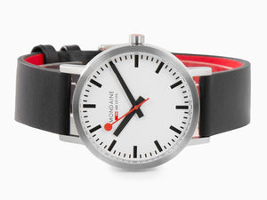 Mondaine Classic Quartz Uhr, Weiss, 40 mm, Lederband, A660.30360.16SBB
