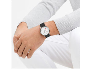 Mondaine Classic Quartz Uhr, Weiss, 40 mm, Leinenuhrband, A660.30360.17SBB