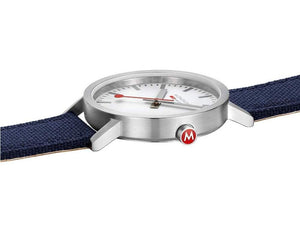 Mondaine SBB Classic Quartz Uhr, Weiss, 40 mm, Leinenuhrband, A660.30360.17SBD1