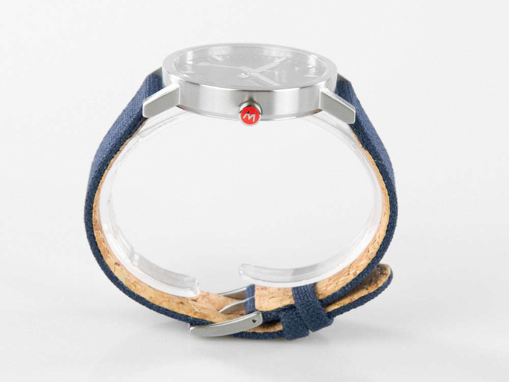 Mondaine SBB Classic Quartz Uhr, Blau, 40 mm, Leinenuhrband, A660.30360.40SBD