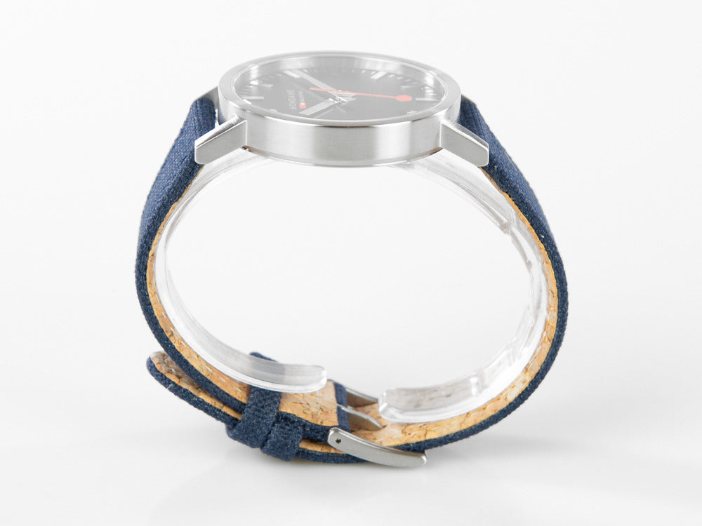 Mondaine SBB Classic Quartz Uhr, Blau, 40 mm, Leinenuhrband, A660.30360.40SBD