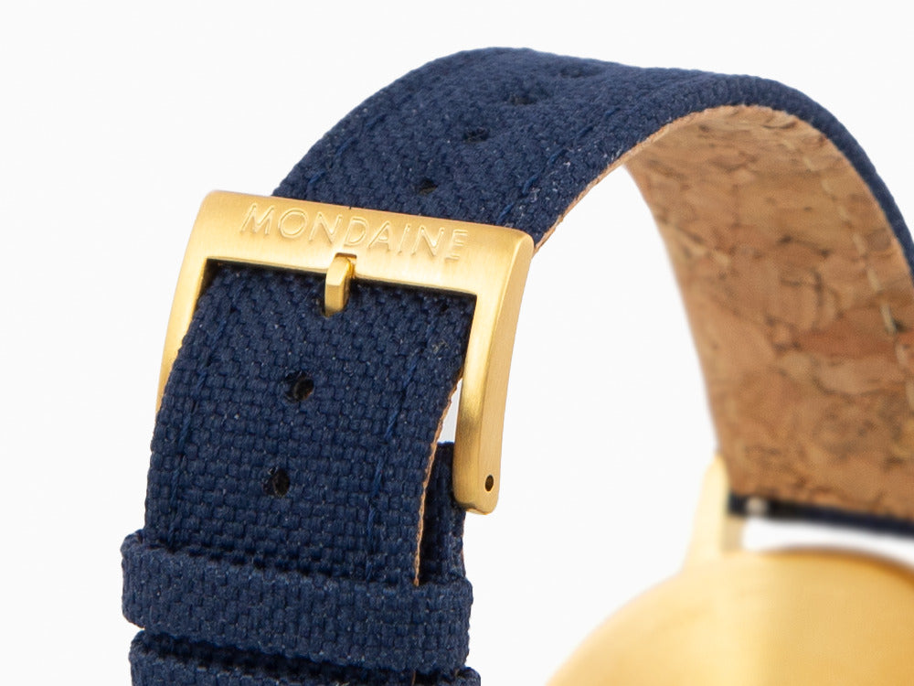 Mondaine Classic Quartz Uhr, Blau, 40 mm, Leinenuhrband, A660.30360.40SBQ