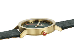 Mondaine Classic Quartz Uhr, Grün, 40 mm, Leinenuhrband, A660.30360.60SBS