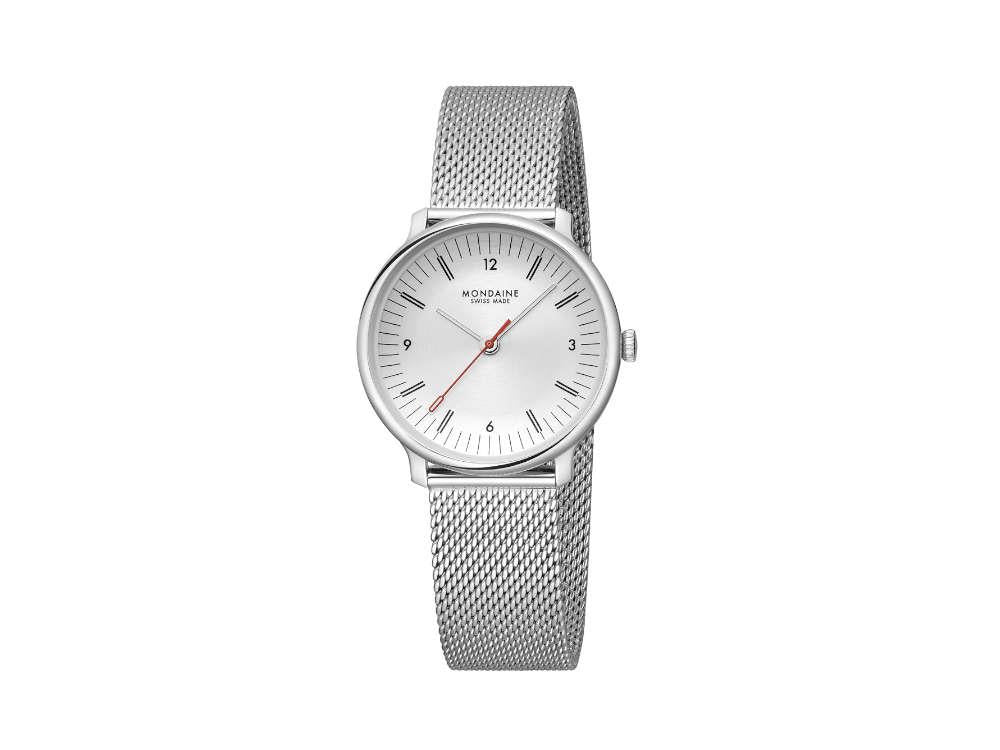 Mondaine Doppio Quartz Uhr, Weiss, 33 mm, MLE.33110.SM