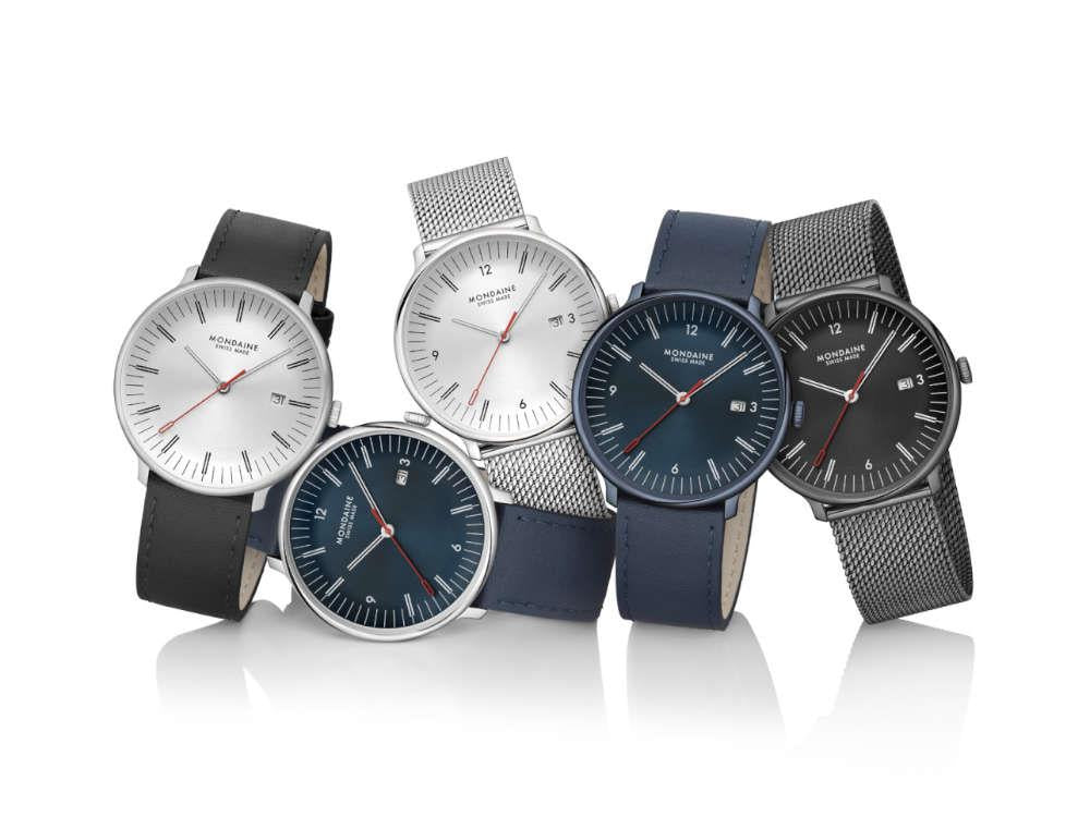 Mondaine Doppio Quartz Uhr, Weiss, 41 mm, MLE.41210.LBV